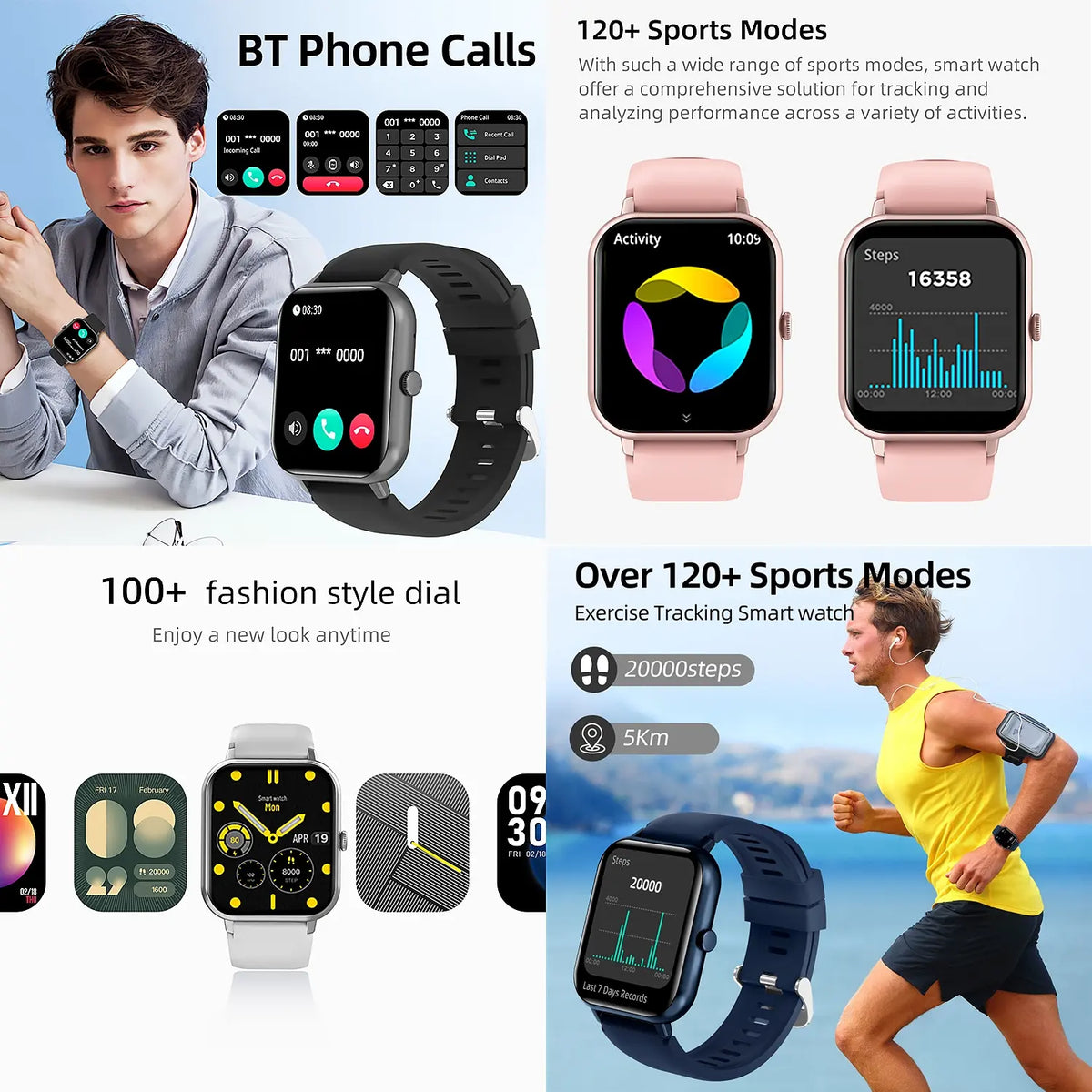 1.83-Inch Touchscreen Wireless Smart Watch, Digital Fitness Watch with Call Function & 100+ Sports Modes, Waterproof Smartwatch #GLOBAL PICKS
