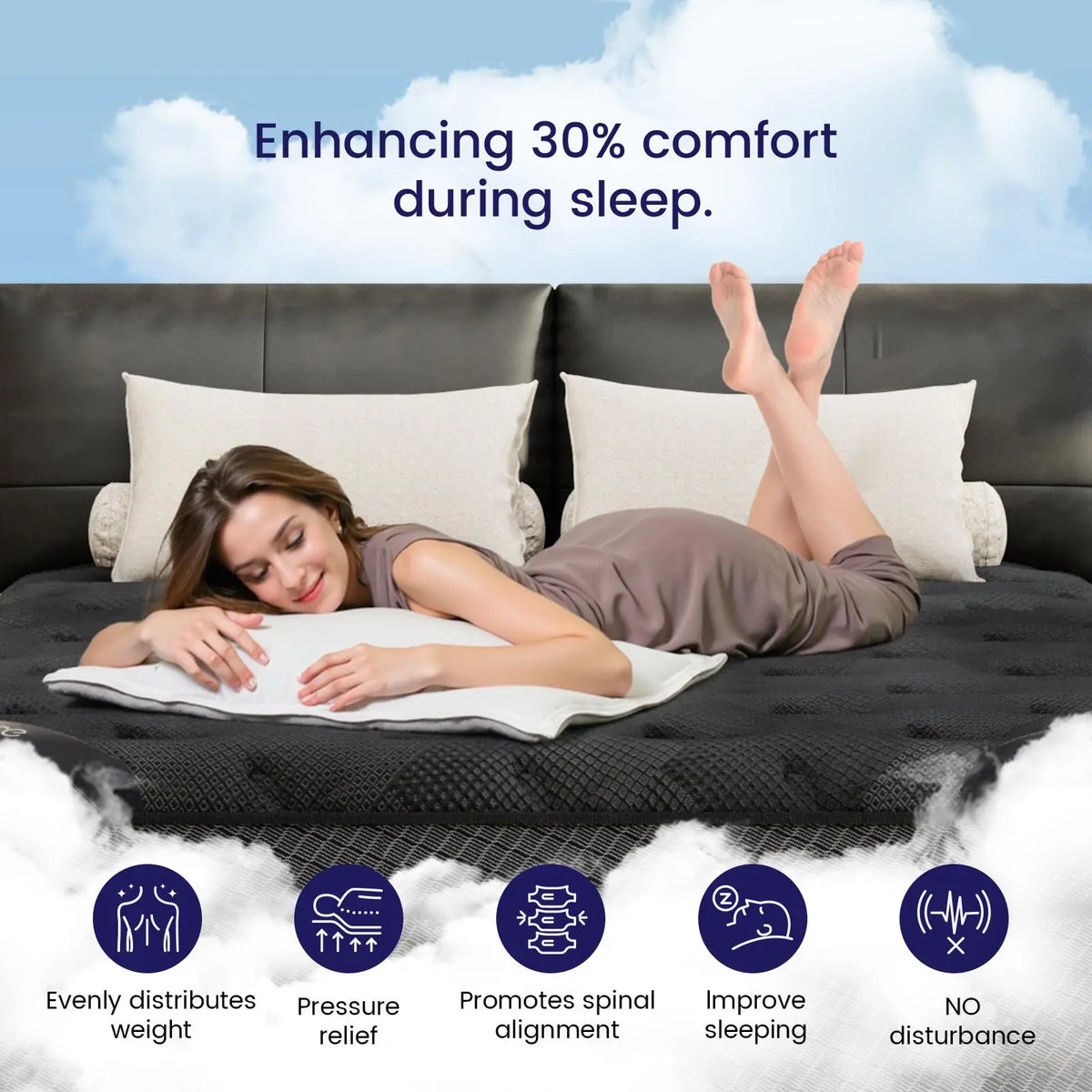 FANSACE 12/14/16 Inch Twin/Queen/King/California King Size Hybrid Mattress in a Box, Fiberglass-Free Euro Top Memory Foam Mattress, Gel Cooling Layer, Medium Firm, Pocket Spring Support, Strong Edge Support, Breathable Comfort