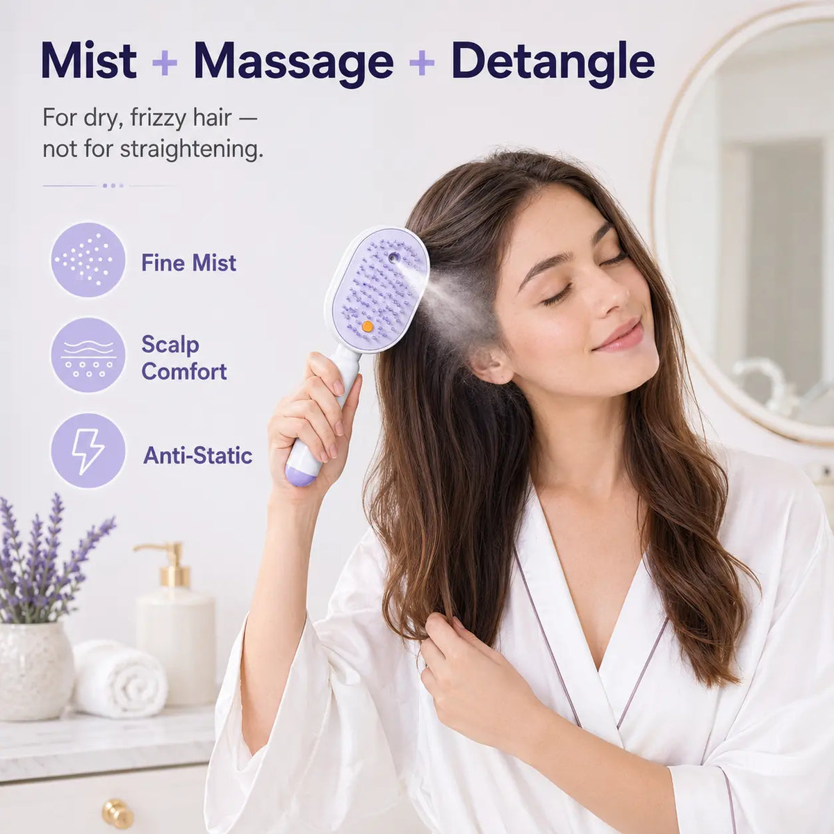 Cepillo Masajeador Eléctrico con Spray para Cabello