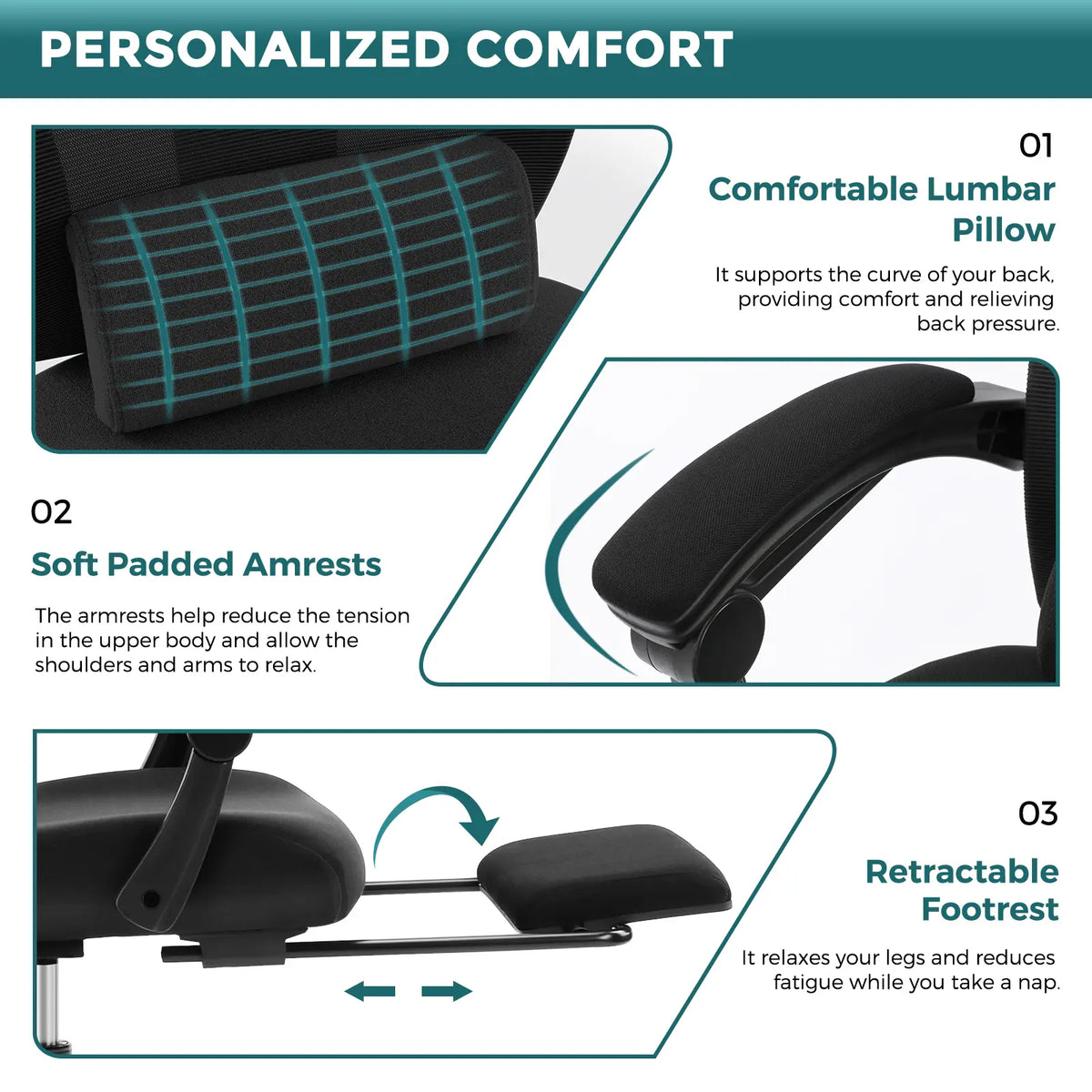Silla Ergonómica de Oficina con Reposapiés