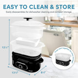 ® Double Food Steamer Basket and Electric Rice Steamer with Easy-Read Water Level and Timer