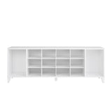 White Shoe Cabinet, Entryway Bench, Mud Room Organization and Storage Bench with 14 Shoe Cubbies 15"D X 60"W X 21.25"H