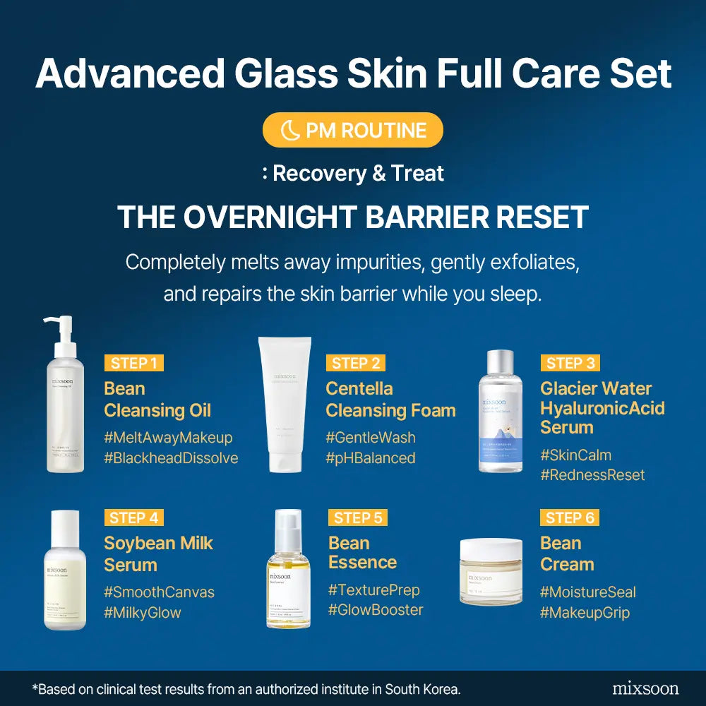 [Mixsoon Official] Hydration Full Care Set | Bean + Centella + Hyaluronic Acid + Soybean Milk | 6-Step Daily Glass Skin Routine | Vegan-Certified Korean Skincare Set
