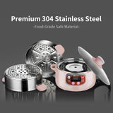 Electric Multifunctional Food Steamer, One Touch Digital Steamer with Timer, Vegetable Steamer 2 Tiered Stackable Stainless Steel Baskets, Auto Shut-Off & Anti-Dry Protection, 1200W, 8.5Quart