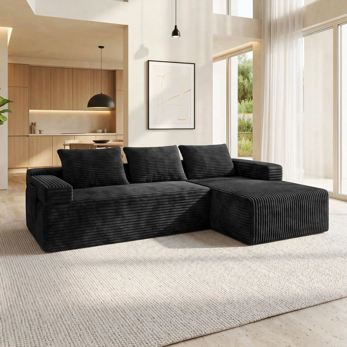 Corduroy Cloud Modular Sectional Sofa, Vacuum Compressed Pet Friendly Boneless Cloud Couch, Cozy Comfy Loveseat Sofa, Ideal for Living Room & Small Apartment, Free Gifts Included, Summer Vibe Home Furniture Campingessentials