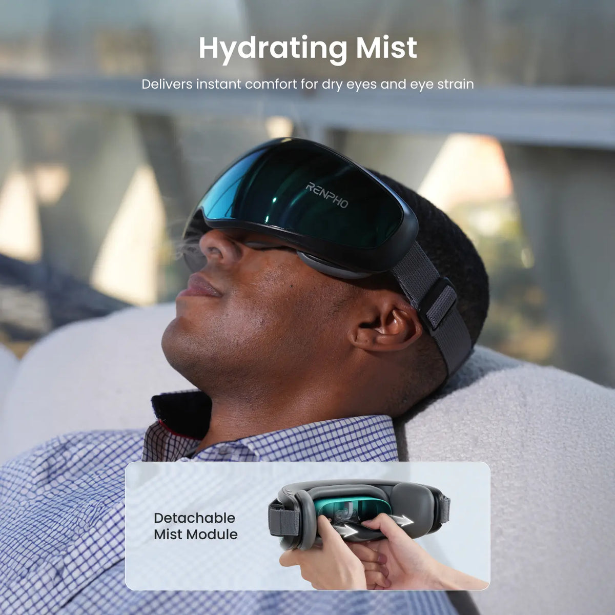 RENPHO Eyeris Caligo Eye Massager,Mist & Temple Massage, Relieves Migraines, Summervibes Eye Strain & Dry Eyes, Adjustable Slidable Massagers, Bluetooth Music, Gift Choice for Man Women