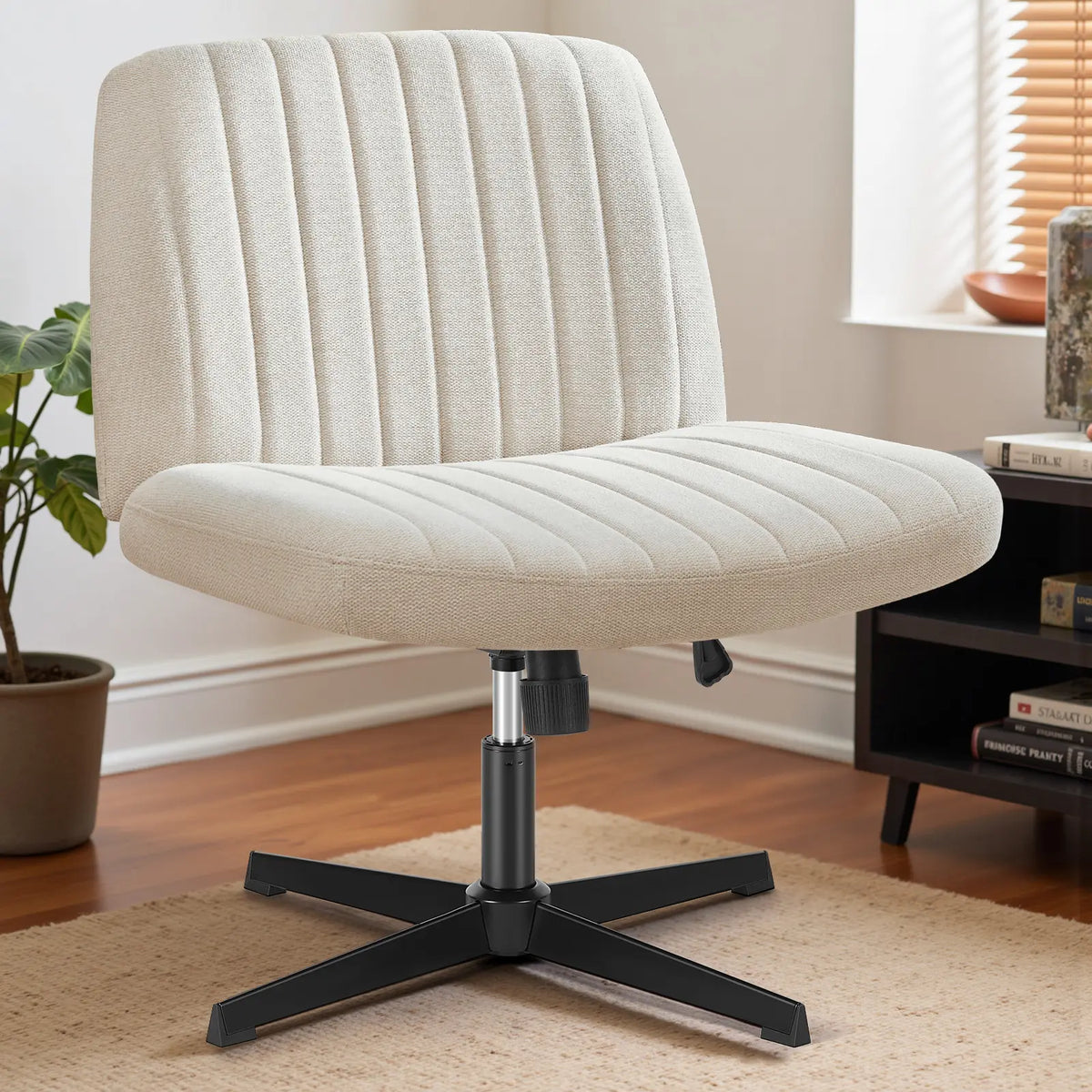 Criss Cross Chair - Armless Desk Chair No Wheels Cross Legged Office Chair Wide Swivel Home Office Desk Chairs,Christmas Present Gift Enhanced Seat Cushion