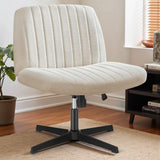 Criss Cross Chair - Armless Desk Chair No Wheels Cross Legged Office Chair Wide Swivel Home Office Desk Chairs,Christmas Present Gift Enhanced Seat Cushion
