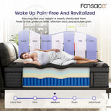 FANSACE 12/14/16 Inch Twin/Queen/King/California King Size Hybrid Mattress in a Box, Fiberglass-Free Euro Top Memory Foam Mattress, Gel Cooling Layer, Medium Firm, Pocket Spring Support, Strong Edge Support, Breathable Comfort