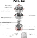 Electric Multifunctional Food Steamer, One Touch Digital Steamer with Timer, Vegetable Steamer 2 Tiered Stackable Stainless Steel Baskets, Auto Shut-Off & Anti-Dry Protection, 1200W, 8.5Quart