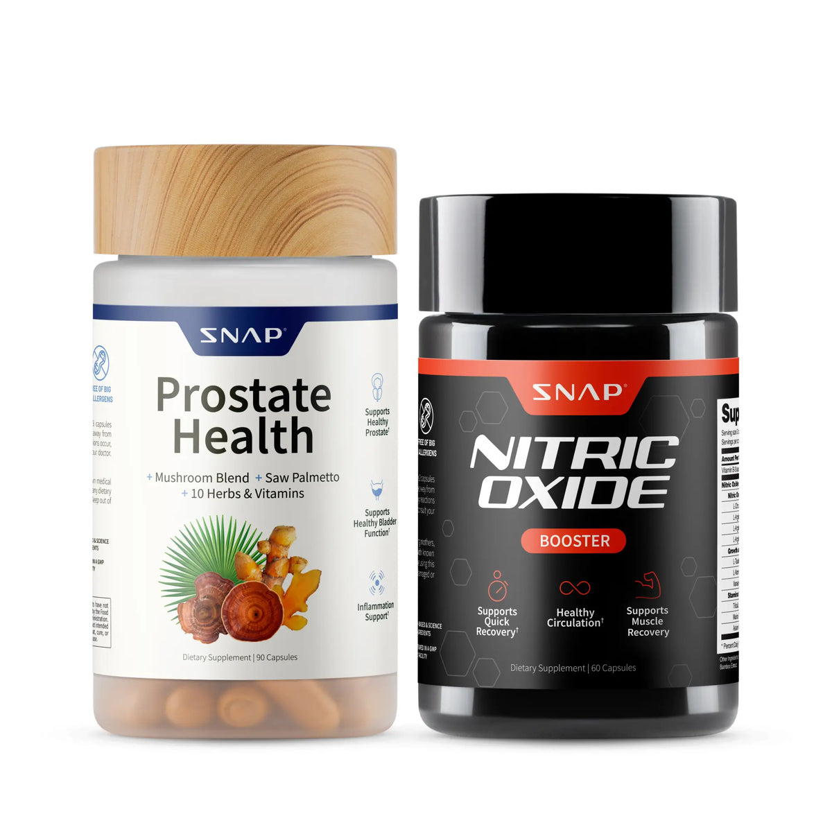 Ultimate Men'S Health Bundle - Snap Supplements - Nitric Oxide Booster 60Ct + Prostate Health Bundle - Natural Supplement Capsules - Support Blood Circulation & Prostate Health
