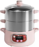 Electric Multifunctional Food Steamer, One Touch Digital Steamer with Timer, Vegetable Steamer 2 Tiered Stackable Stainless Steel Baskets, Auto Shut-Off & Anti-Dry Protection, 1200W, 8.5Quart