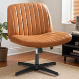Criss Cross Chair - Armless Desk Chair No Wheels Cross Legged Office Chair Wide Swivel Home Office Desk Chairs,Christmas Present Gift Enhanced Seat Cushion