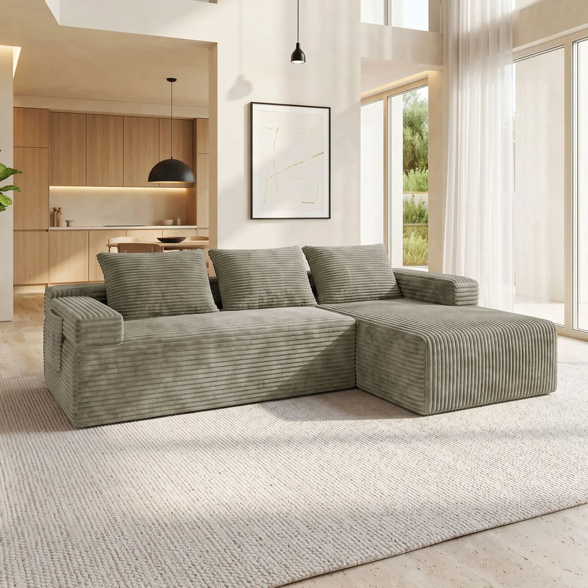 Corduroy Cloud Modular Sectional Sofa, Vacuum Compressed Pet Friendly Boneless Cloud Couch, Cozy Comfy Loveseat Sofa, Ideal for Living Room & Small Apartment, Free Gifts Included, Summer Vibe Home Furniture Campingessentials