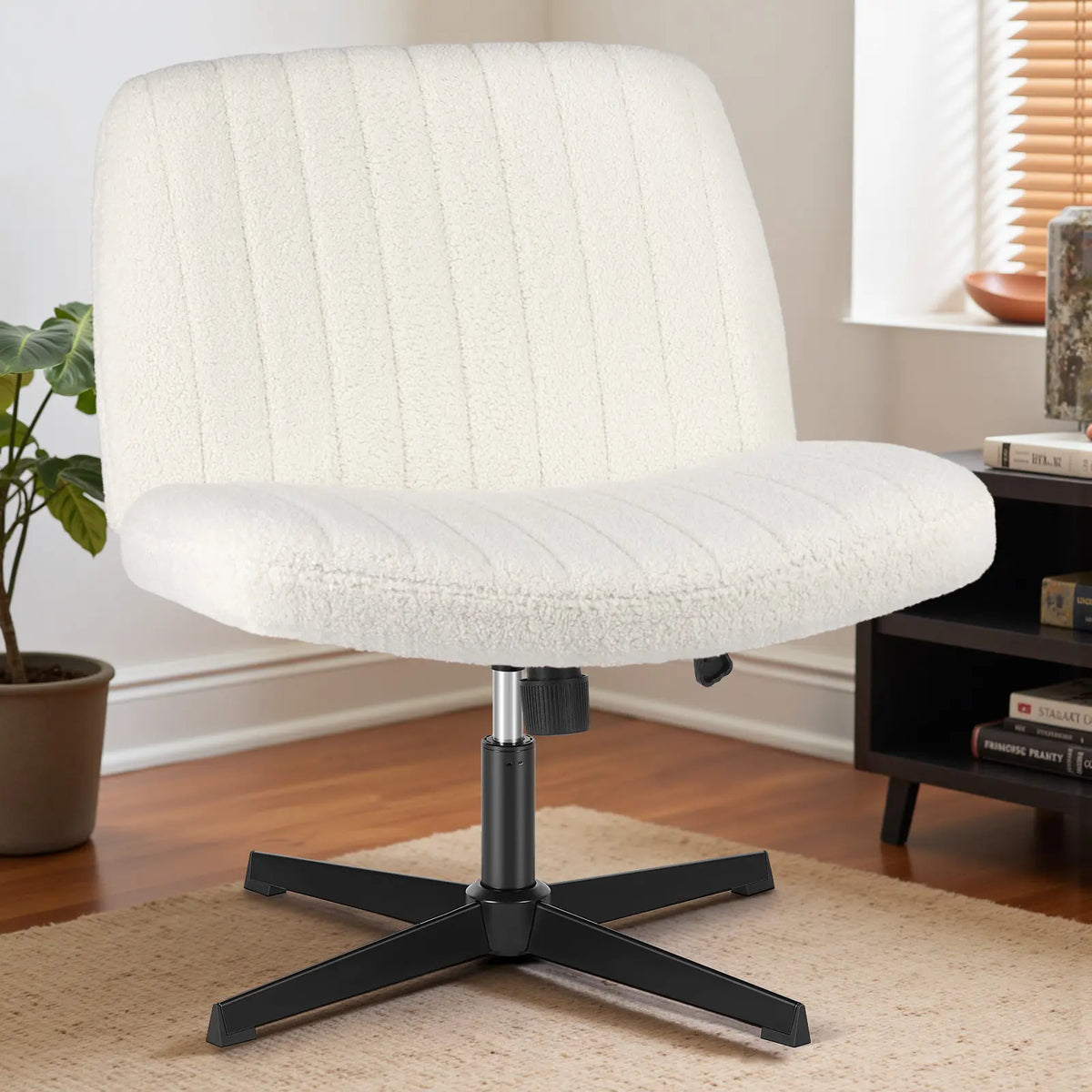 Criss Cross Chair - Armless Desk Chair No Wheels Cross Legged Office Chair Wide Swivel Home Office Desk Chairs,Christmas Present Gift Enhanced Seat Cushion