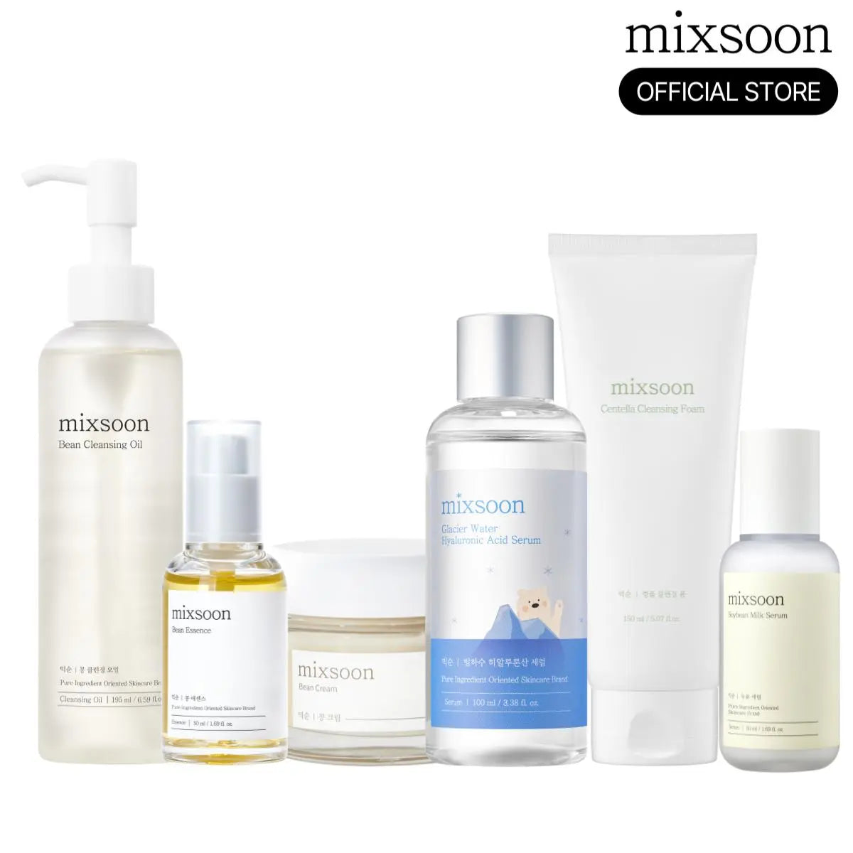 [Mixsoon Official] Hydration Full Care Set | Bean + Centella + Hyaluronic Acid + Soybean Milk | 6-Step Daily Glass Skin Routine | Vegan-Certified Korean Skincare Set