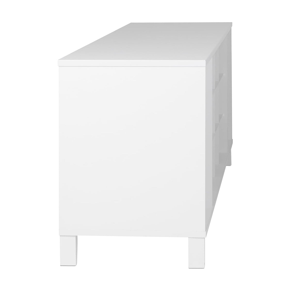 White Shoe Cabinet, Entryway Bench, Mud Room Organization and Storage Bench with 14 Shoe Cubbies 15"D X 60"W X 21.25"H