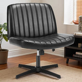 Criss Cross Chair - Armless Desk Chair No Wheels Cross Legged Office Chair Wide Swivel Home Office Desk Chairs,Christmas Present Gift Enhanced Seat Cushion