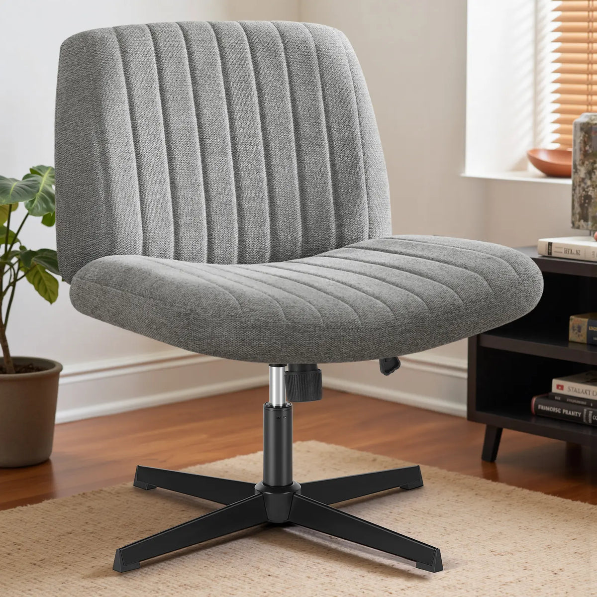 Criss Cross Chair - Armless Desk Chair No Wheels Cross Legged Office Chair Wide Swivel Home Office Desk Chairs,Christmas Present Gift Enhanced Seat Cushion