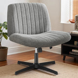 Criss Cross Chair - Armless Desk Chair No Wheels Cross Legged Office Chair Wide Swivel Home Office Desk Chairs,Christmas Present Gift Enhanced Seat Cushion
