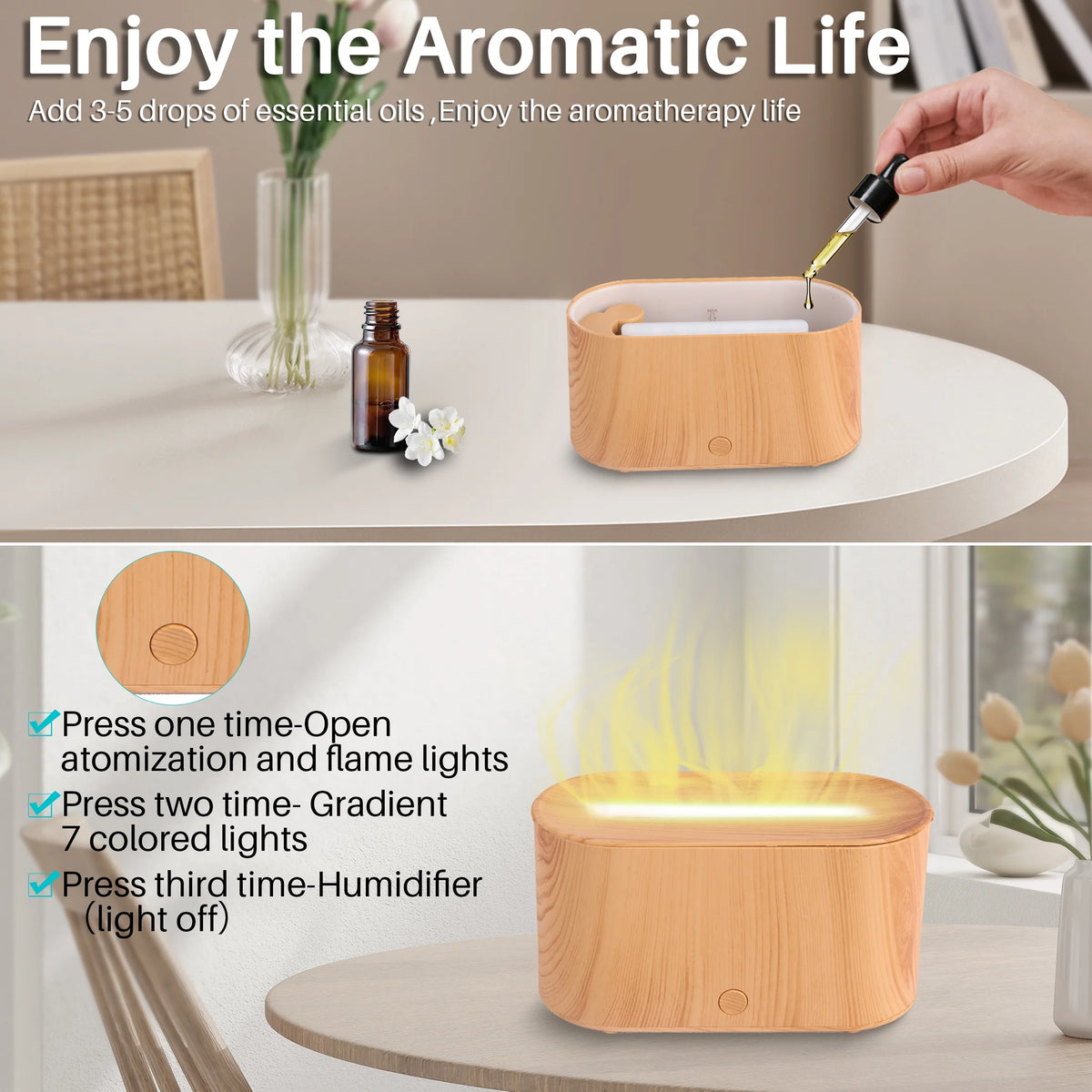 Difusor de Aromas con Llama LED