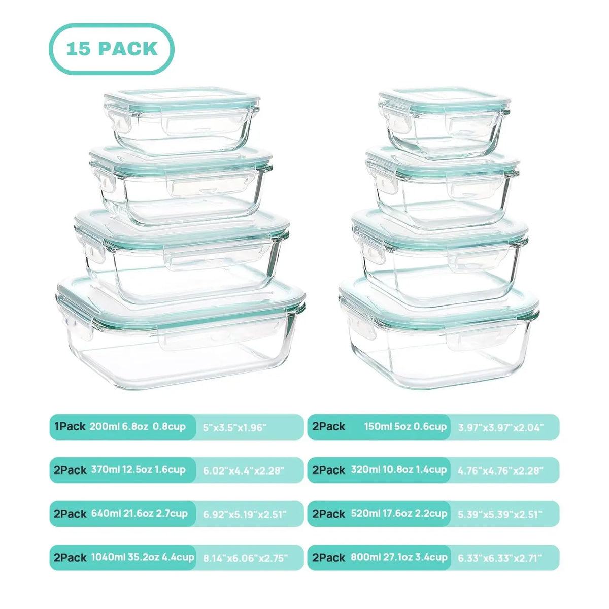 Set de Contenedores de Vidrio Zental