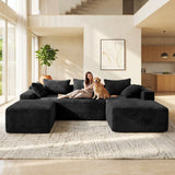 Corduroy Cloud Modular Sectional Sofa, Vacuum Compressed Pet Friendly Boneless Cloud Couch, Cozy Comfy Loveseat Sofa, Ideal for Living Room & Small Apartment, Free Gifts Included, Summer Vibe Home Furniture Campingessentials