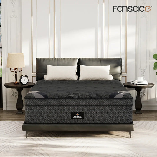 FANSACE 12/14/16 Inch Twin/Queen/King/California King Size Hybrid Mattress in a Box, Fiberglass-Free Euro Top Memory Foam Mattress, Gel Cooling Layer, Medium Firm, Pocket Spring Support, Strong Edge Support, Breathable Comfort