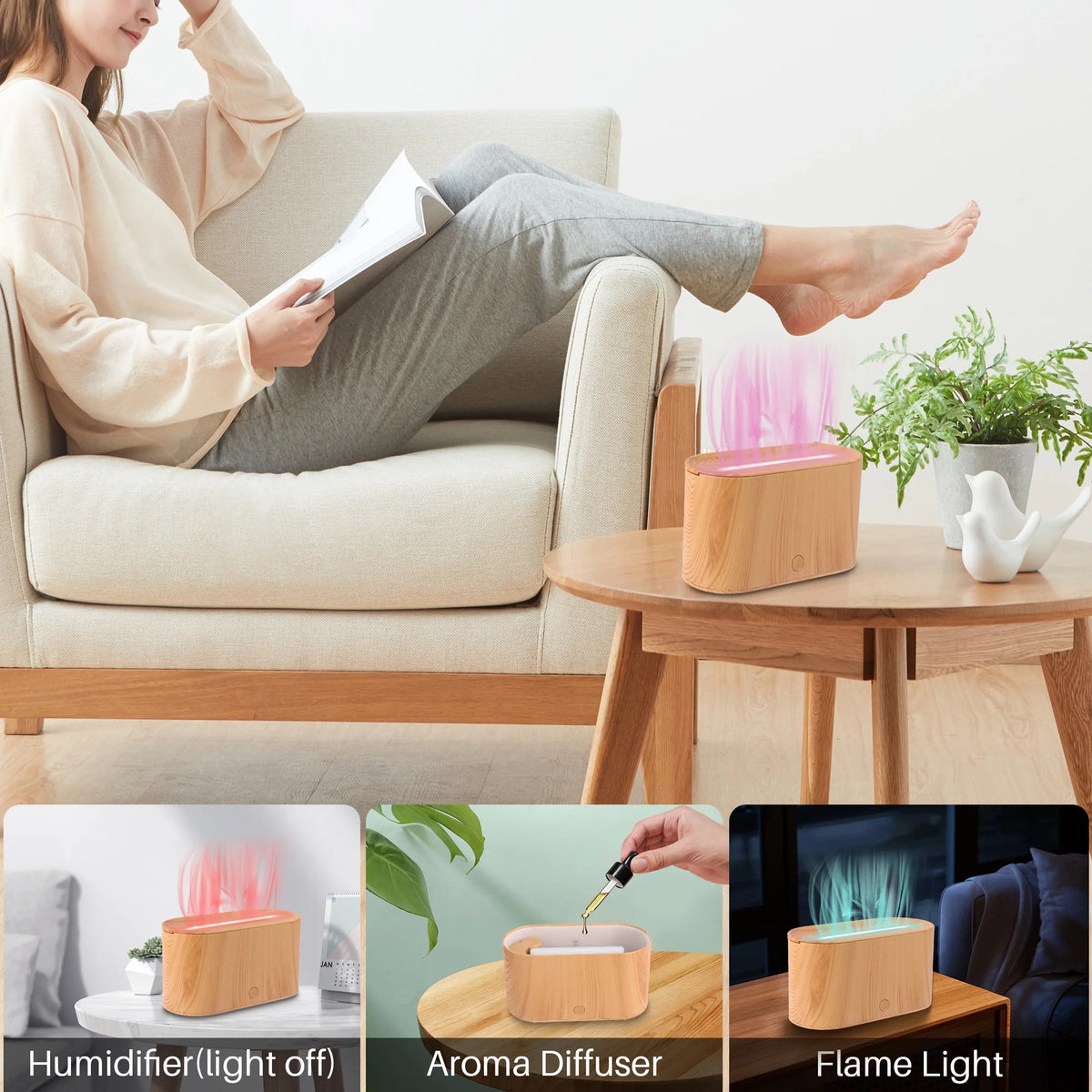 Difusor de Aromas con Llama LED