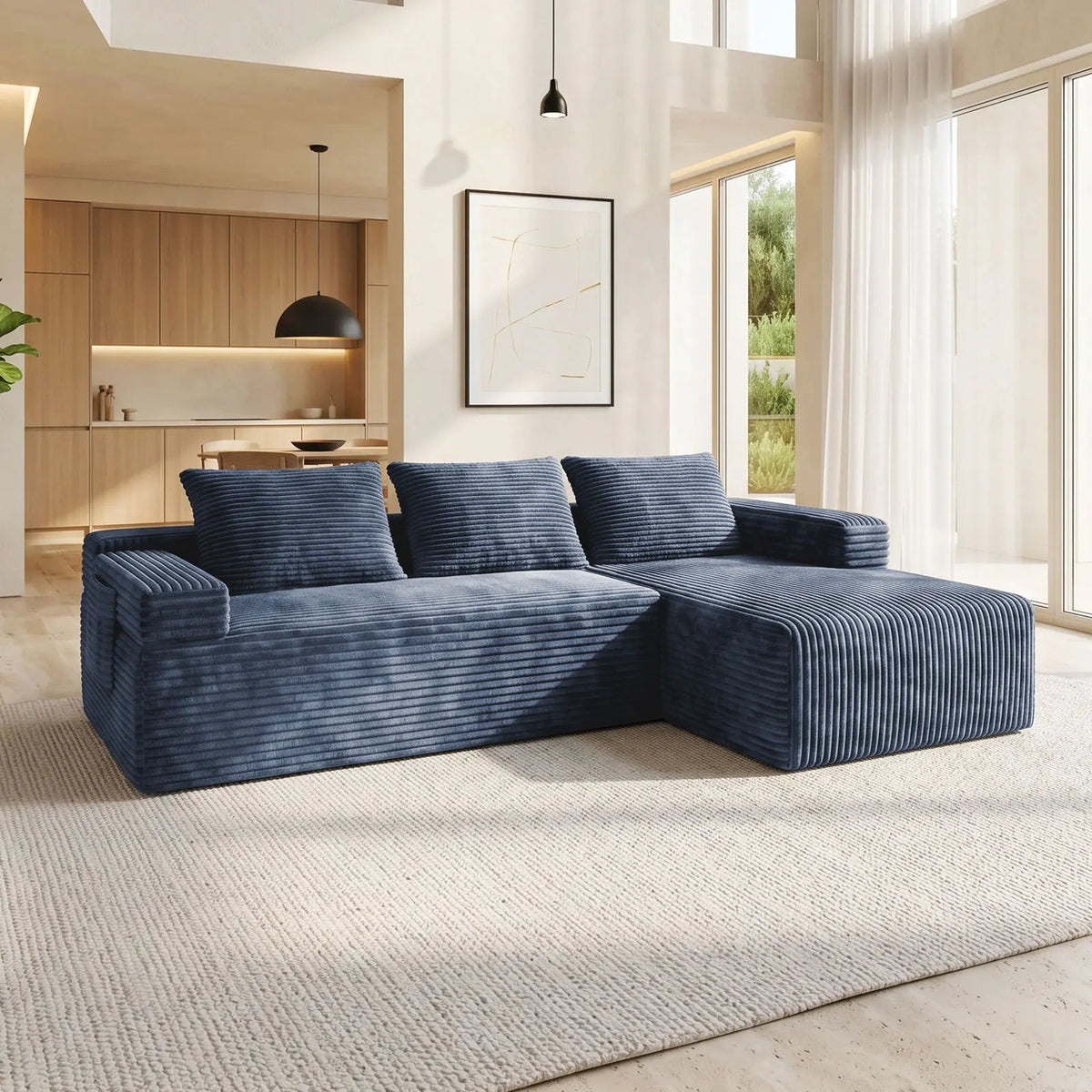 Corduroy Cloud Modular Sectional Sofa, Vacuum Compressed Pet Friendly Boneless Cloud Couch, Cozy Comfy Loveseat Sofa, Ideal for Living Room & Small Apartment, Free Gifts Included, Summer Vibe Home Furniture Campingessentials