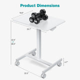 360° Swivel Portable Mobile Computer Desk - Adjustable Multi-Function Rolling Modern Furniture, Small Overbed Table & Teacher Podium with Wheels for Home, Office, Portable Desk