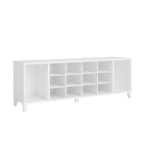 White Shoe Cabinet, Entryway Bench, Mud Room Organization and Storage Bench with 14 Shoe Cubbies 15"D X 60"W X 21.25"H