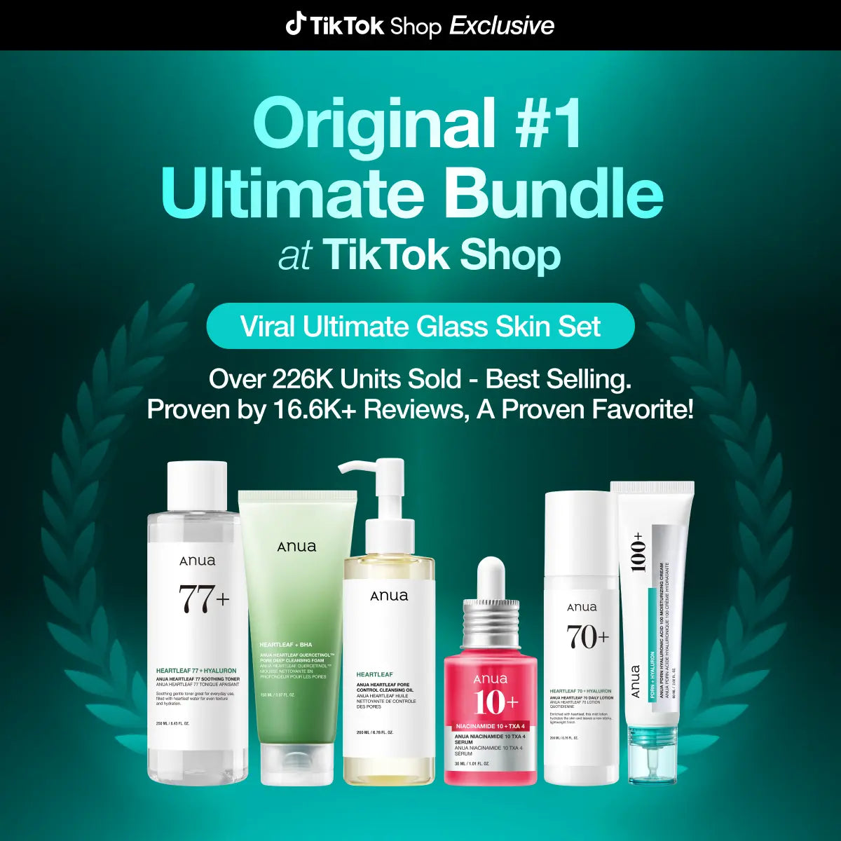 [Anua] Viral Ultimate Glass Skin Bundle | Salmon PDRN Cream + Niacinamide Serum + Double Cleansing + Heartleaf Toner + Daily Lotion | Daily Korean Skincare Kit Hydrating Calming