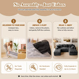 Corduroy Cloud Modular Sectional Sofa, Vacuum Compressed Pet Friendly Boneless Cloud Couch, Cozy Comfy Loveseat Sofa, Ideal for Living Room & Small Apartment, Free Gifts Included, Summer Vibe Home Furniture Campingessentials