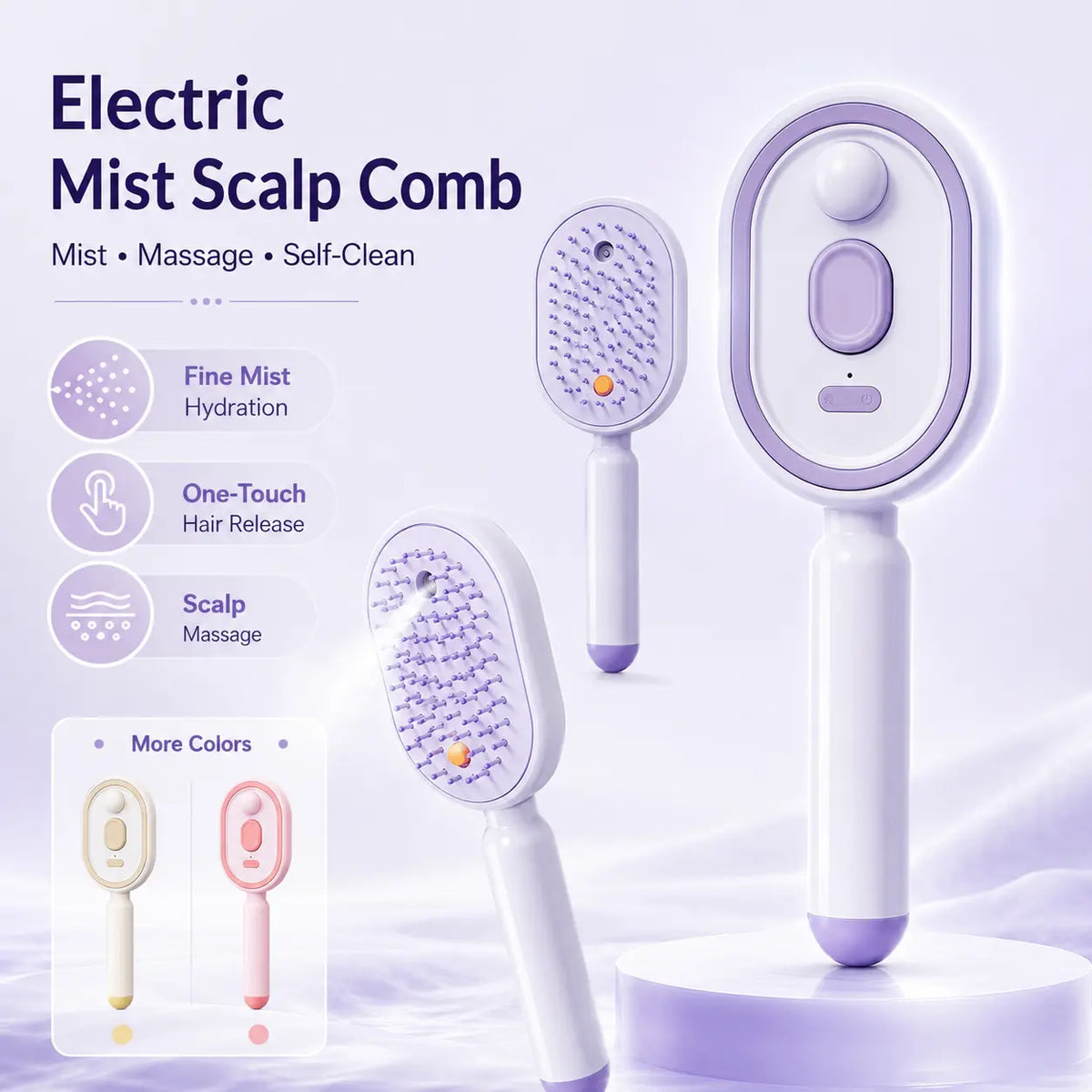 Cepillo Masajeador Eléctrico con Spray para Cabello