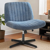 Criss Cross Chair - Armless Desk Chair No Wheels Cross Legged Office Chair Wide Swivel Home Office Desk Chairs,Christmas Present Gift Enhanced Seat Cushion