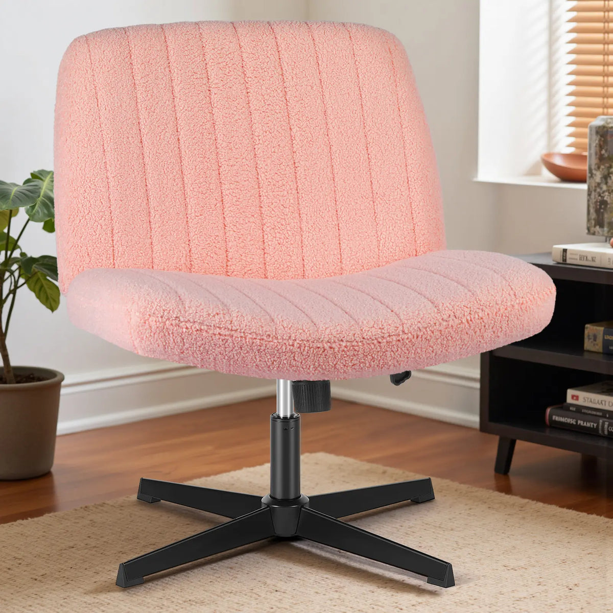Criss Cross Chair - Armless Desk Chair No Wheels Cross Legged Office Chair Wide Swivel Home Office Desk Chairs,Christmas Present Gift Enhanced Seat Cushion