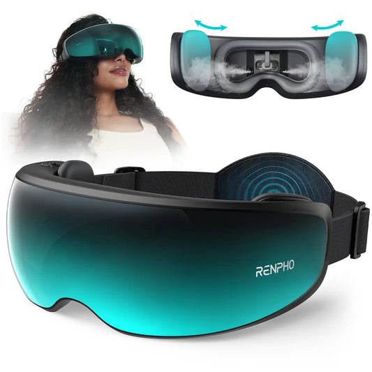 RENPHO Eyeris Caligo Eye Massager,Mist & Temple Massage, Relieves Migraines, Summervibes Eye Strain & Dry Eyes, Adjustable Slidable Massagers, Bluetooth Music, Gift Choice for Man Women
