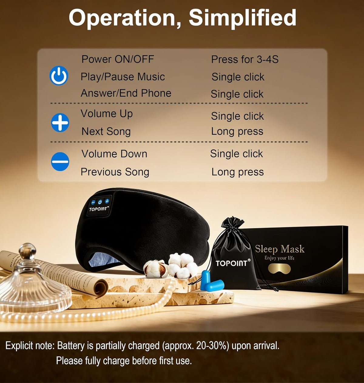 Antifaz para Dormir con Audio Bluetooth