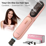 CONLWIN 2026 New Cordless Hair Straightener Brush, Portable for Travel Touch-Ups,Oil Nourished Salon Straightening Brush, Negative Ions Anti-Frizz, anti Scalding Ceramic Hot Comb with 3 Heat & Safety Lock,Dorm Essentials