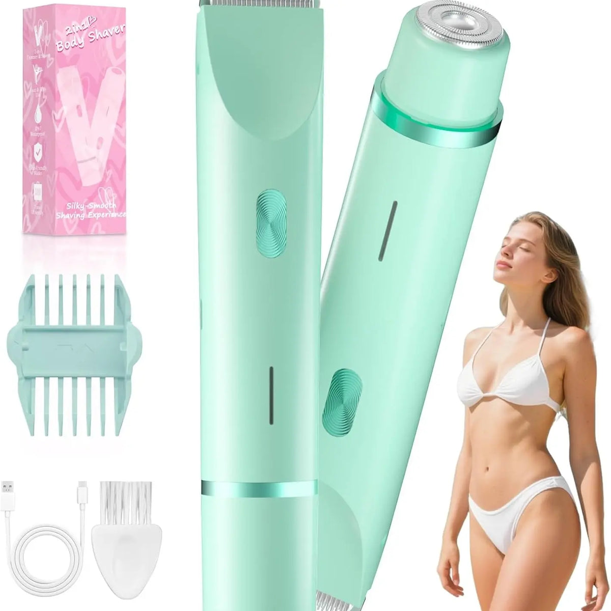 Cordless Electric Razor for Women, 2-In-1 Facial Hair Remover and Body Shaver for a Smooth Finish with Ceramic Blades, IPX7 Waterproof, Titanium, Beauty Products, Self Care Products, Good Hair Remover, Womens Gifts