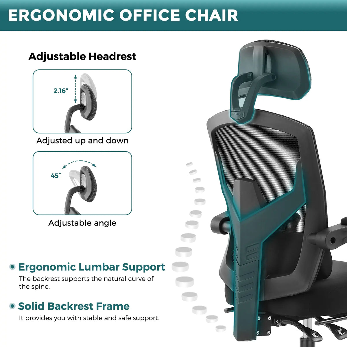 Silla Ergonómica de Oficina con Reposapiés