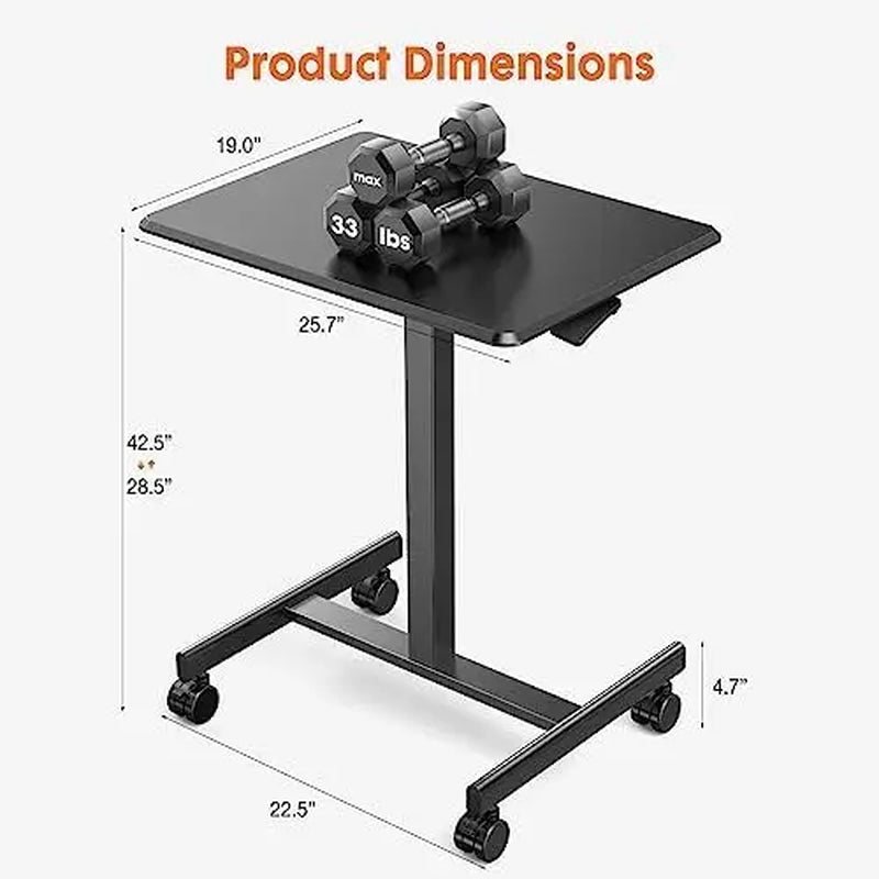 360° Swivel Portable Mobile Computer Desk - Adjustable Multi-Function Rolling Modern Furniture, Small Overbed Table & Teacher Podium with Wheels for Home, Office, Portable Desk